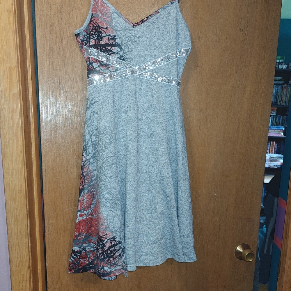 Gray Spaghetti Strap Midi Sundress